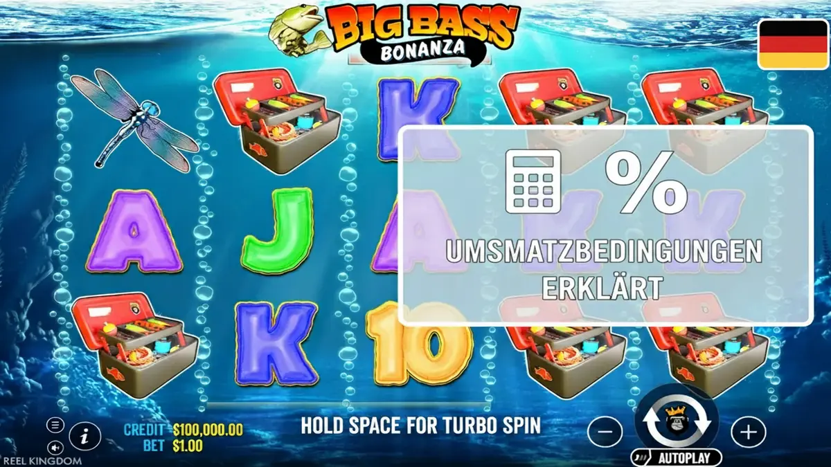 Wagering-Berechnung Big Bass Bonanza Freispiele bei National Casino und Wazamba