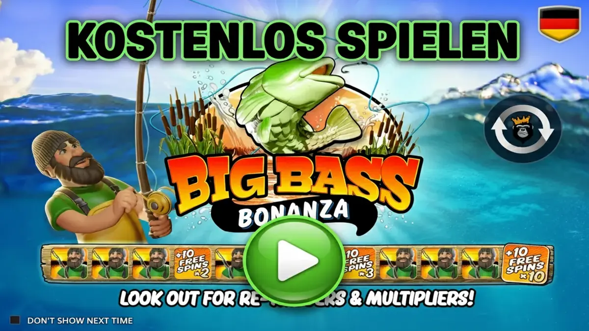 Big Bass Bonanza Demo kostenlos starten - Bildschirm mit virtuellem Guthaben
